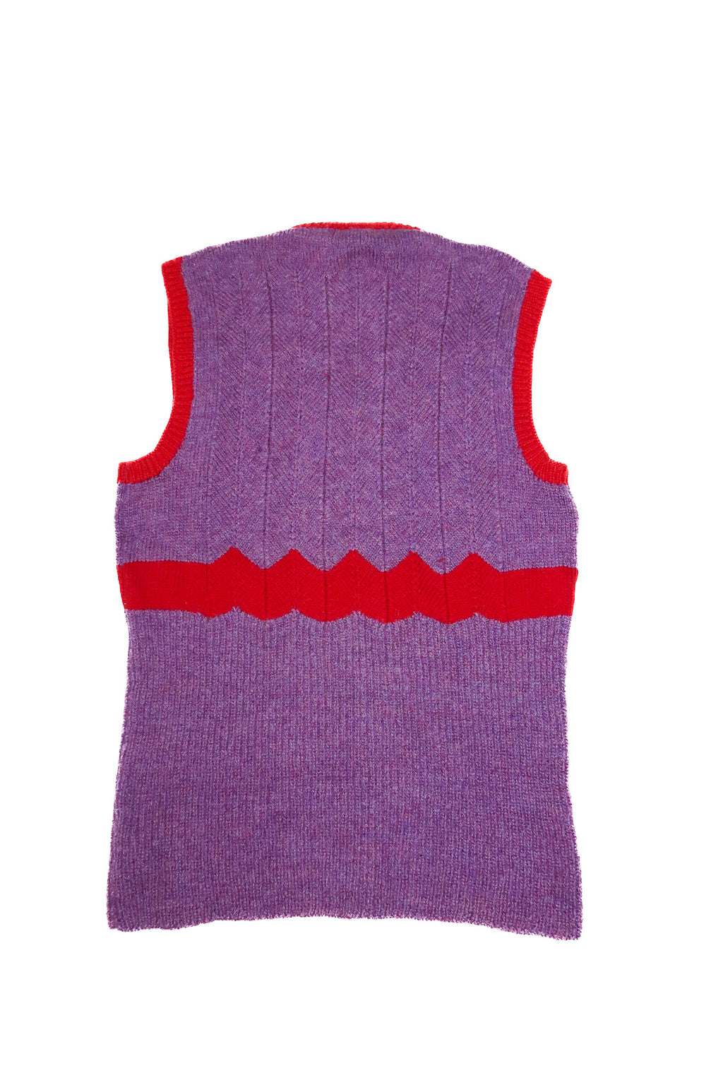 1970’s wool knit contrast stripe vest purple red.