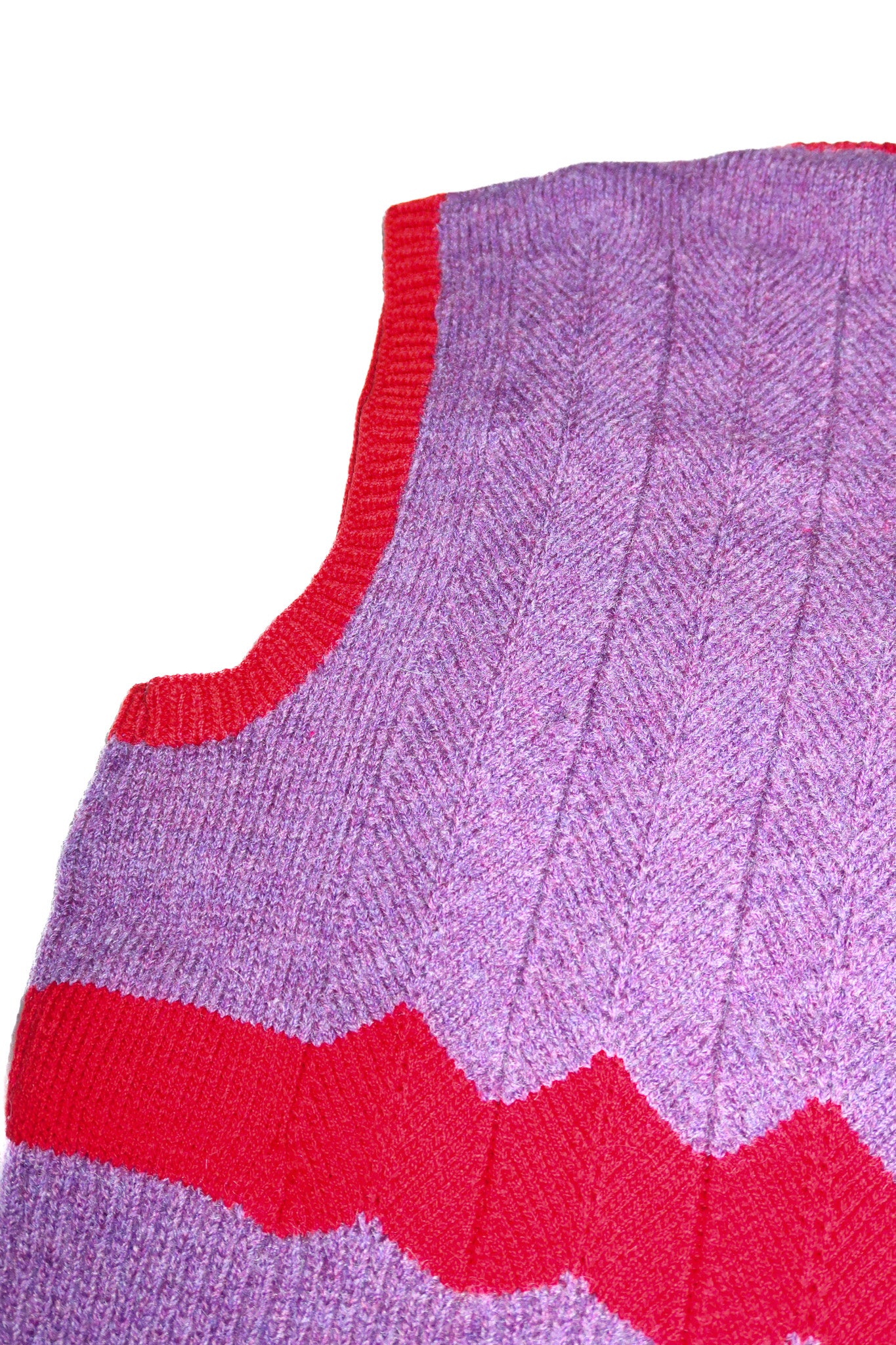 1970’s wool knit contrast stripe vest purple red.