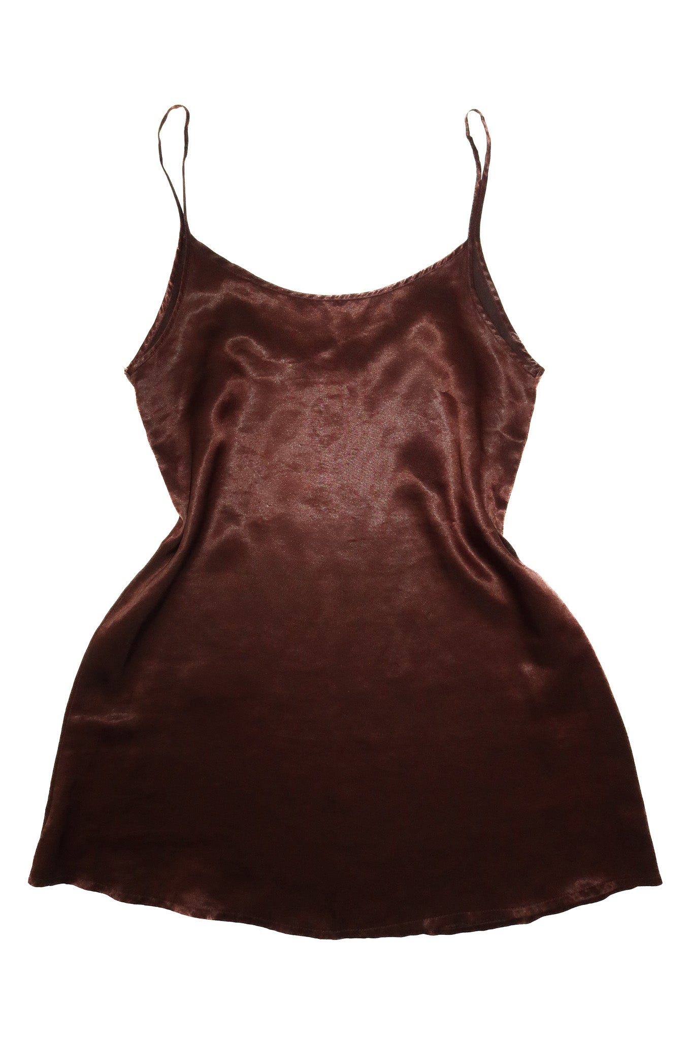 1990’s vertigo satin slip mini dress brown.