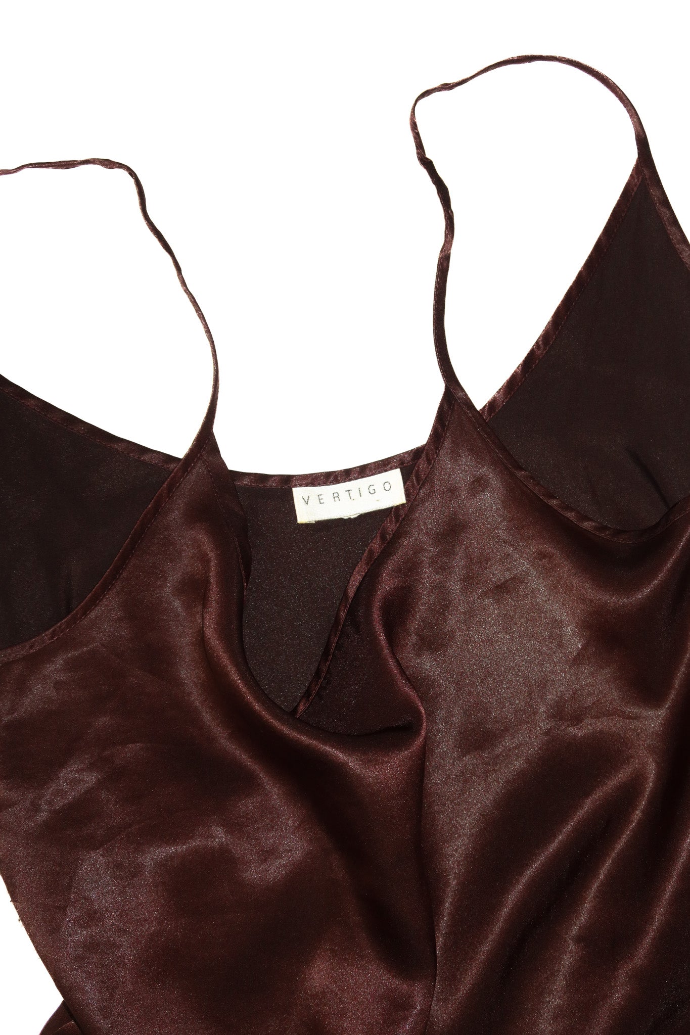 1990’s vertigo satin slip mini dress brown.