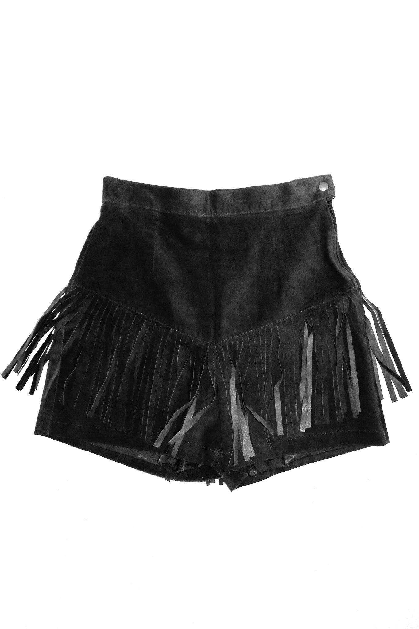 70’s nicky nicky suede fringe shorts black.