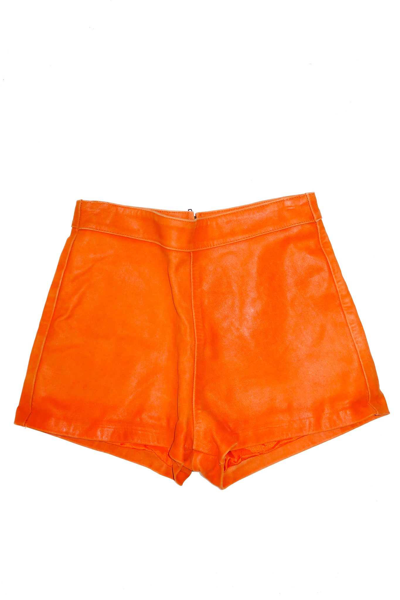 70's shesche leather hot pants orange.