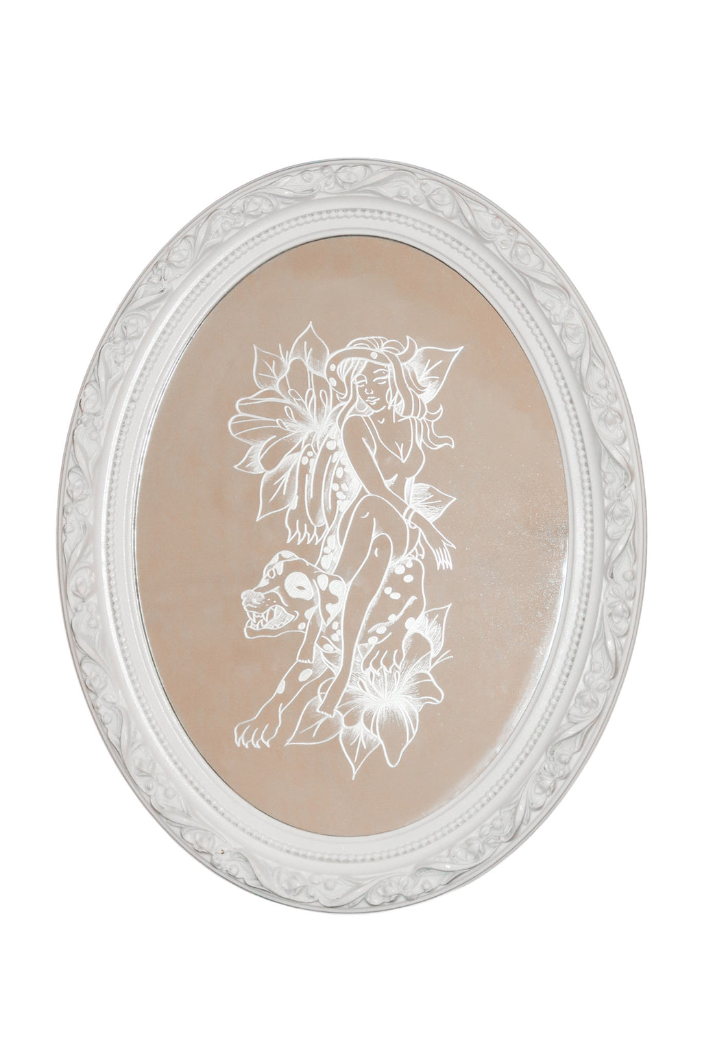 amity tattoo hand engraved mirror white.