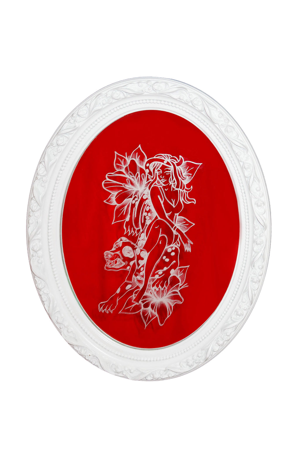 amity tattoo hand engraved mirror white.