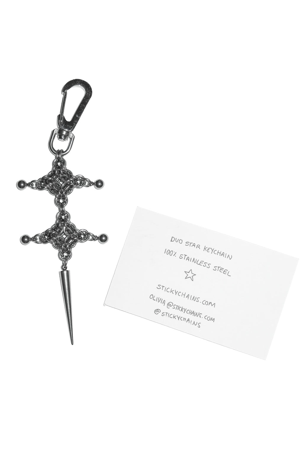 stickychains duo star keychain silver.