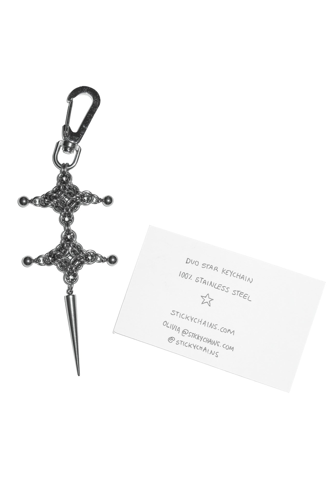 stickychains duo star keychain silver.