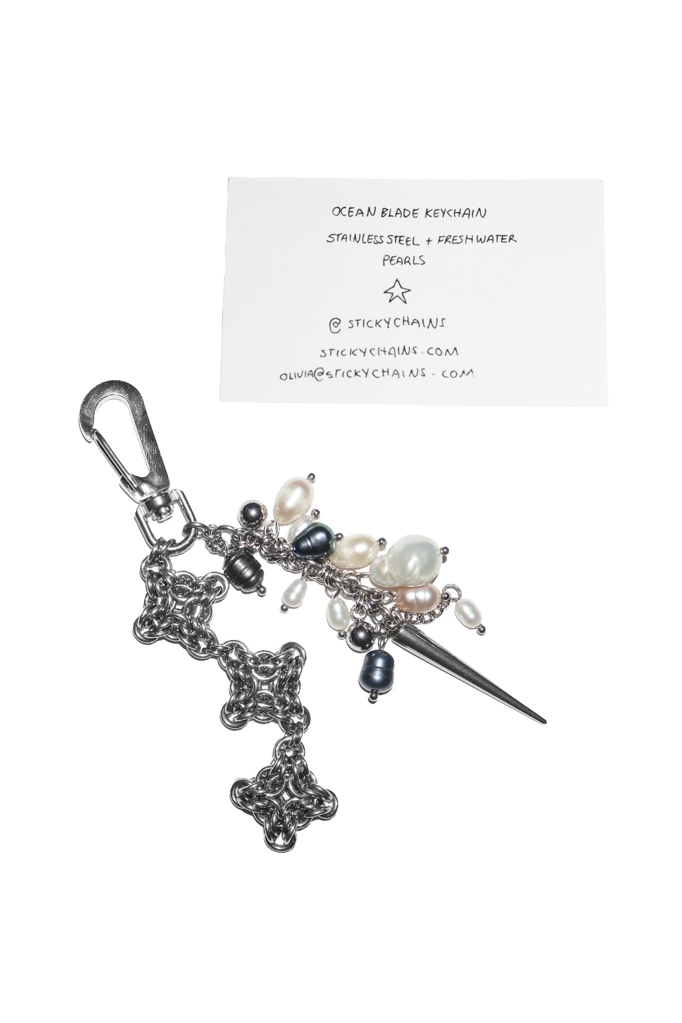 stickychains ocean blade keychain silver.