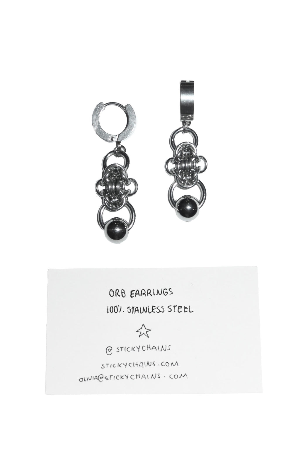 stickychains orb earrings silver.