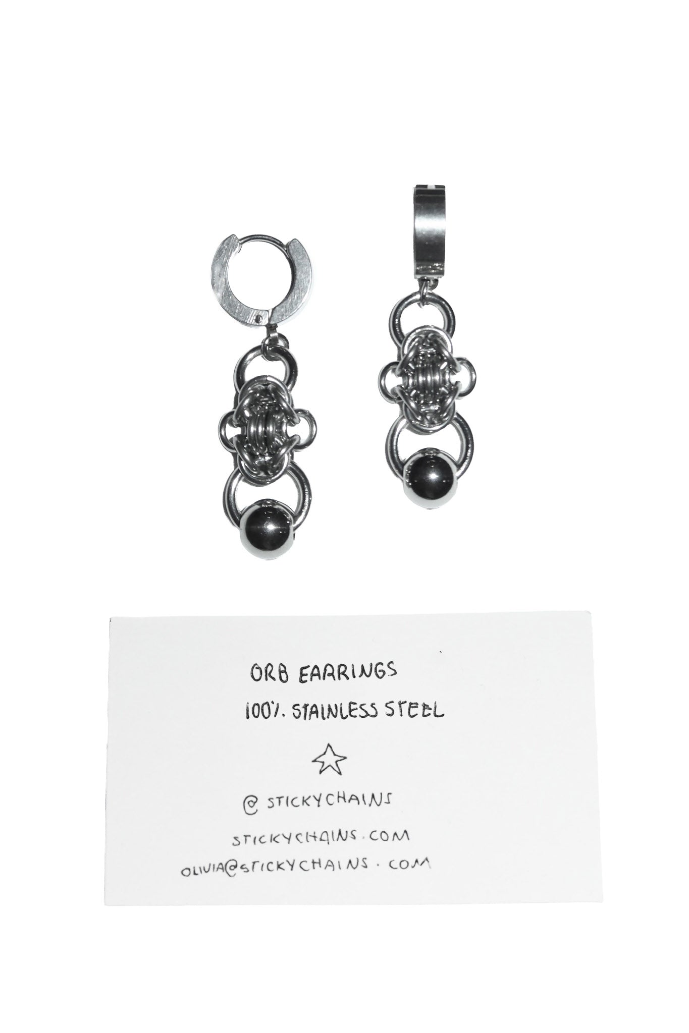 stickychains orb earrings silver.